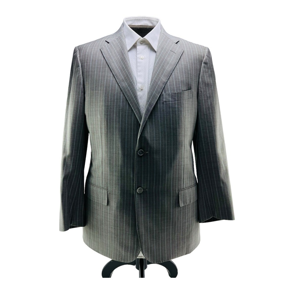 Corneliani Gray w/ Blue Stripe 18.75 Micron Wool 2 Button/Vent Blazer Size 44L
